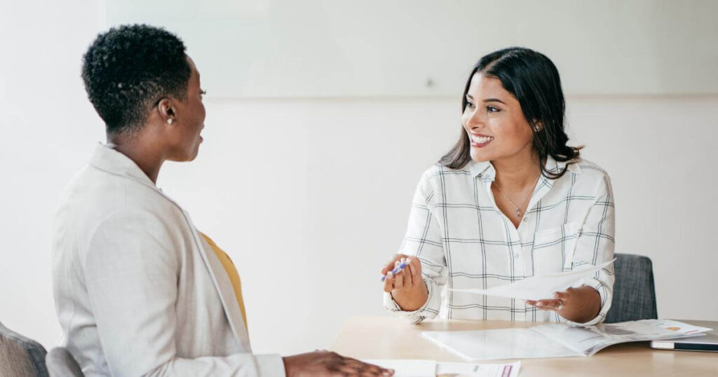 recruiting interview between two women